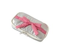 Large Pencil Case Bowknot Large Capacity Portable Travel Organizer Makeup Bag Office School Elegant Decorated Pencil Case, silver