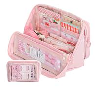 Large Pencil Case Detachable Partition Bag Pencil Case Bag Simple Sturdy Multifunctional Aesthetic School Supplies Organizer for Teen Girls, Women, Adults (Pink)