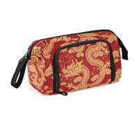 Large Pencil Case for Girls Boys Oriental Chinese Dragon Pencil Bag for Secondary School Supplies Office Stationery Organised Pencil Pouch for Kids Teen Student Women
