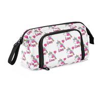 Large Pencil Case for Girls Boys School Travel, Zipper Pen Pouch Cosmetic Bag with Multiple Compartments, Unicorn Love Balloon Pencil Bag for Art Supplies and Stationery