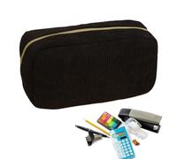 Large Pencil Case, High Capacity Corduroy Pencil Case, Zipper Closure, Writing Stationery Container for Teens, High Schools, College Students, Kids, Black, Consulte la descripción, See description