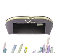 Large Pencil Case, Leather Clear Organizer Container, Large Capacity Stationery Zipper Storage Pouch for Scissors Rulers Erasers Notes, Multifunction School Use, 23.5x8x8.5cm