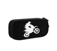 Large Pencil Case Motocross Dirt Bike Pencil Pouch Personalized Stationery Organizer Box Print Makeup Bag, for Girls, Bo