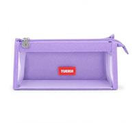 Large Pencil Case, Purple Pencil Case, Pencil Cases with Compartments | Double-Sided Clear Portable Stationery Storage Bag with Compartments and Zipper for Kids Teens School for Girls and Boys
