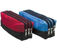 Large Pencil Case with 3 Compartments - Durable Polyester Triple Zip Stationery Organiser for School, Teens, Boys & Girls (Casul, 2, Piece)
