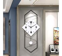 Large Pendulum Wall Clock - Modern Silent Sweep Design, 70cm x 30cm Decorative Wall,Battery Operated,Black and White Decorative Oversized Clock for Living Room Wall Décor