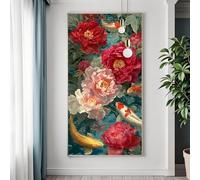 Large Peony Diamond Art Kits Adults, 5D Diamond Painting Flower Crystal Art Kits for Adults Beginner, DIY Square Full Drill Gem Painting Canvas Arts and Crafts Pictures for Room Decor 30x60 cm T-7