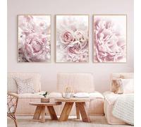 Large Peony Flower Canvas Wall Art Pink Rose Poster Abstract Flower Painting Pink Roses Canvas Wall Art Peony Flower Picture Pink Flower Paintings Modern Floral Artwork Living Room 16x24inx3 No Frame