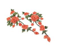 Large Peony Flower Embroidery Patches and Tote Bags with Vintage Style | Polyester Material with Washable Design, Vibrant Orange Floral Patterns, for Handmade Classes and Upcycling Projects