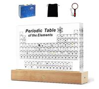 Large Periodic Table of Elements with Real Elements Samples, 8.3 Inch Acrylic Periodic Table Poster Lighted Stand, Crafts Décor Teaching Tool Chemistry Gift for Kids Adults Students Teacher Science