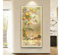 Large Persimmon Wall Hanging Decor with LED Light, Creative 3D Wall Art with Aluminum Frame, Crystal Porcelain Decorative Painting for Home Entrance Bedroom Office(B,50 * 100cm)