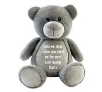 Large Personalised Ashes Keepsake Memory Teddy Bear - Grey | Bereavement Memorial Gift | Metal Heart Shaped Tin Ashes Urn | Soft & Luxurious Remembrance Teddy Bear Grief Keepsake | 42cm Tall