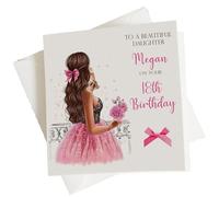 Large Personalised Birthday Card Female Girl Daughter Granddaughter Niece 16th 18th 21st (LARGE A5, Hair Colour 3)