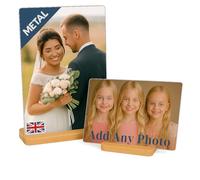Large Personalised Custom Metal Photo Print with Your Picture Image Logo Text Design Your Own Customised Photo Frame Bamboo Base Aluminum Picture Art Gift A5 21cm x 15cm