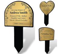 Large Personalised Engraved Garden Memorial Stake Plaque - Forget-me-not flower design - Send us your text and we will design for you! (Large Arch Gold)