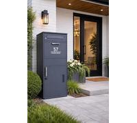 Large Personalised Parcel Delivery Box for Outside | Secure Lockable Parcel Box with Anti-Theft Compartment | Weatherproof Outdoor Package Drop Box | Custom House Number & Name -Black
