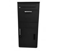 Large Personalised Parcel Delivery Box for Outside | Secure Lockable Parcel Box with Anti-Theft Compartment | Weatherproof Outdoor Package Drop Box | Custom House Number & Name -Black (Black)
