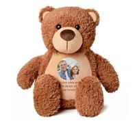 Large Personalised Photo Ashes Keepsake Memory Bear - Brown | Metal Heart Shaped Tin Ashes Urn | Bereavement Memorial Keepsake | Custom Photo & Message | Sympathy Gift | 42cm Tall