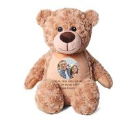 Large Personalised Photo Ashes Keepsake Memory Bear - Light Brown | Metal Heart Shaped Tin Ashes Urn | Bereavement Memorial Keepsake | Custom Photo & Message | Sympathy Gift | 42cm Tall