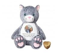 Large Personalised Photo Ashes Keepsake Memory Cat | Metal Heart Shaped Tin Ashes Urn | Bereavement Memorial Keepsake | Custom Photo & Message | Sympathy Gift