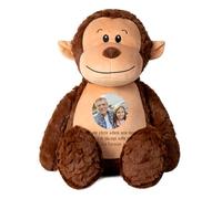 Large Personalised Photo Ashes Keepsake Memory Monkey | Metal Heart Shaped Tin Ashes Urn | Bereavement Memorial Keepsake | Custom Photo & Message | Sympathy Gift