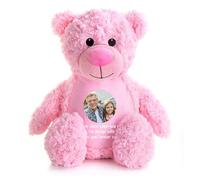 Large Personalised Photo Ashes Keepsake Memory Teddy Bear - Pink | Metal Heart Shaped Tin Ashes Urn | Bereavement Memorial Keepsake | Custom Photo & Message | Sympathy Gift | 42cm Tall