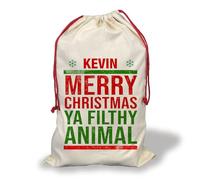Large Personalised Santa Sack | Merry Christmas Ya-Filthy-Animal