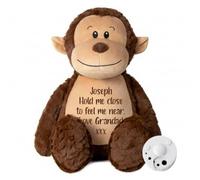 Large Personalised Voice Recording Memory Monkey Teddy | Recordable Keepsake Bear for Gifts & Bereavement | Custom Text & Audio Message | Holds Keepsakes or Pet Ashes | 42cm Tall