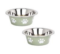 Large Pet Bowl 25cm x Pack of 2 - Green - Featuring a Clean and Modern Design - Fits Perfectly Into Any Home Setting - Ideal for Serving Both Food an Water to Your Pet