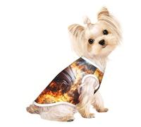 Large Pet Breathable Sleeveless Basketball on Fire and Water Flame Splashing Print T-Shirt - Small Medium Cats & Dogs, Chihuahua, Yorkie, Dachshund