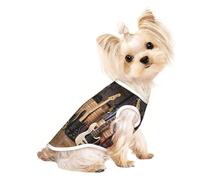 Large Pet Breathable Sleeveless Guitar Bass Music Musical Instruments Print T-Shirt - Lightweight Dog & Cat Outfit - Stretchy Tank Top