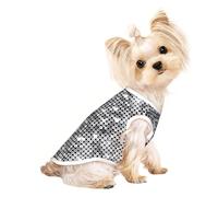 Large Pet Breathable Sleeveless Silver Sequin Sparkle Pattern Print T-Shirt - Lightweight Dog & Cat Outfit - Stretchy Tank Top