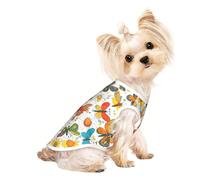 Large Pet Breathable Sleeveless T-Shirt - Soft Butterfly Daisy Print Stretchy Vest, Fits Small to Medium Pets