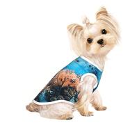 Large Pet Breathable Sleeveless T-Shirt - Soft Coral Reef Print Stretchy Vest, Fits Small to Medium Pets