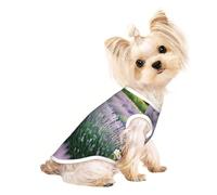 Large Pet Breathable Sleeveless T-Shirt - Soft Lavender and Daisy Print Stretchy Vest, Fits Small to Medium Pets