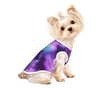 Large Pet Breathable Sleeveless T-Shirt - Soft Magic Galaxy Sky Purple Print Stretchy Vest, Fits Small to Medium Pets