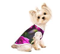 Large Pet Breathable Sleeveless T-Shirt - Soft Purple Roses Print Stretchy Vest, Fits Small to Medium Pets