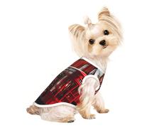 Large Pet Breathable Sleeveless T-Shirt - Soft Red London Street Print Stretchy Vest, Fits Small to Medium Pets