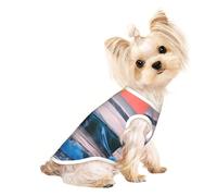 Large Pet Breathable Sleeveless T-Shirt - Soft Sunset and Sunrise with Ocean Sea Waves Print Stretchy Vest, Fits Small to Medium Pets