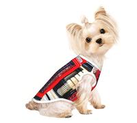 Large Pet Breathable Sleeveless T-Shirt - Soft Telephone Booth Print Stretchy Vest, Fits Small to Medium Pets