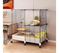 Large Pet Cage with Built-In Tray and Metal Wire, Easy to Clean and Move, Ideal for Small Animals