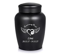Large Pet Cremation Urn - Personalized Stainless Steel Keepsake for Dog or Cat Ashes, Forever in My Heart Memorial Vase