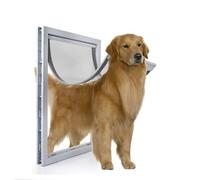 Large Pet Dog Door PVC Automatic Closing for Big Gate Bothway Security Accessory with Baffle for Cats & Doggie(Full Door White,L32x5x46cm)