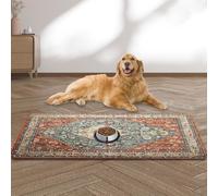 Large Pet Feeding Mat, 36" x 24" Bohemia Absorbent Quick Dry Dog Mat for Food and Water Bowl, Non Skid Cat Bowl Mat, No Stains Quick Dry for Pet Water Dispenser Pet Supplies for Messy Drinkers