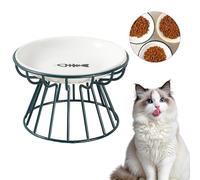 Large Pet Food Tray, Pet Bowl-Raised Feeder Stand,Friendly Anti-Vomit Cat Plate, Cats Bowls with Fish Pattern,Ceramic Elevated Pets Dishes for Small Animal