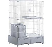 Large Pet House with Wheels, Spacious Indoor/Outdoor Cat Enclosure for 1-2 Cats, Walk-In Pet Cage, Ideal Exercise Space(Grey,M)