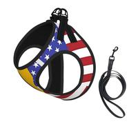 Large Pet Leash Vest Dog Harness - Small Sized, American Spain Flag Print Adjustable for Cats and Dogs, Perfect for Outdoor Walking