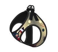 Large Pet Leash Vest Dog Harness - Small Sized Christmas Deer Picture Print Leash Set with Buckle, Canine Companion Outdoor Travel Gear