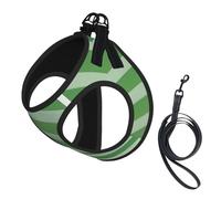 Large Pet Leash Vest Dog Harness - Small Sized Classic Green Striped Print Leash Set with Buckle, Canine Companion Outdoor Travel Gear