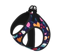 Large Pet Leash Vest Dog Harness - Small Sized Funny Cats Birds and Flowers Print Leash Set with Buckle, Canine Companion Outdoor Travel Gear